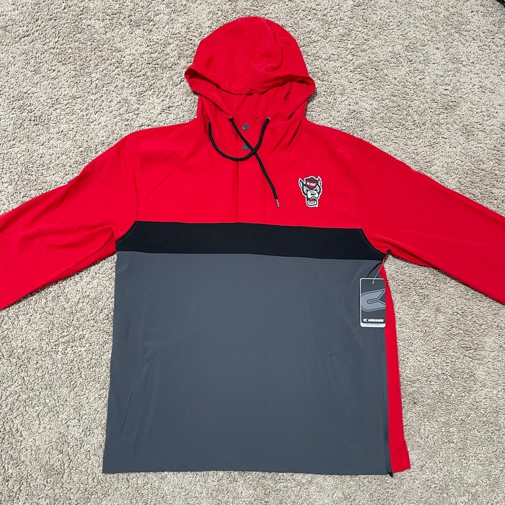 North Carolina State University Wolfpack Jacket Mens Large Red Grey Anorak NCAA - Picture 2 of 13
